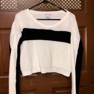 cropped black and white sweater